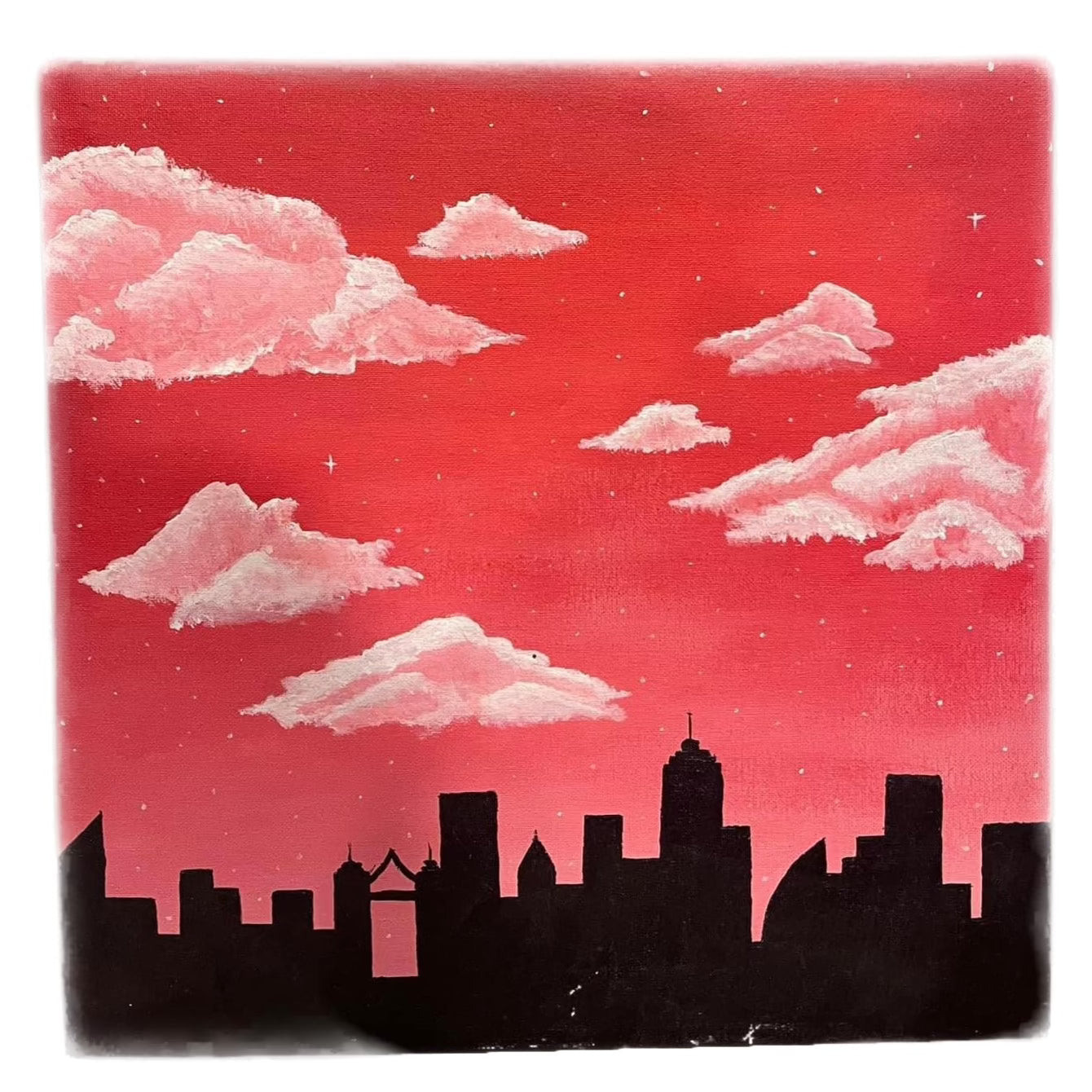 Canvas Painting -  City Views with Pink Moody Sky